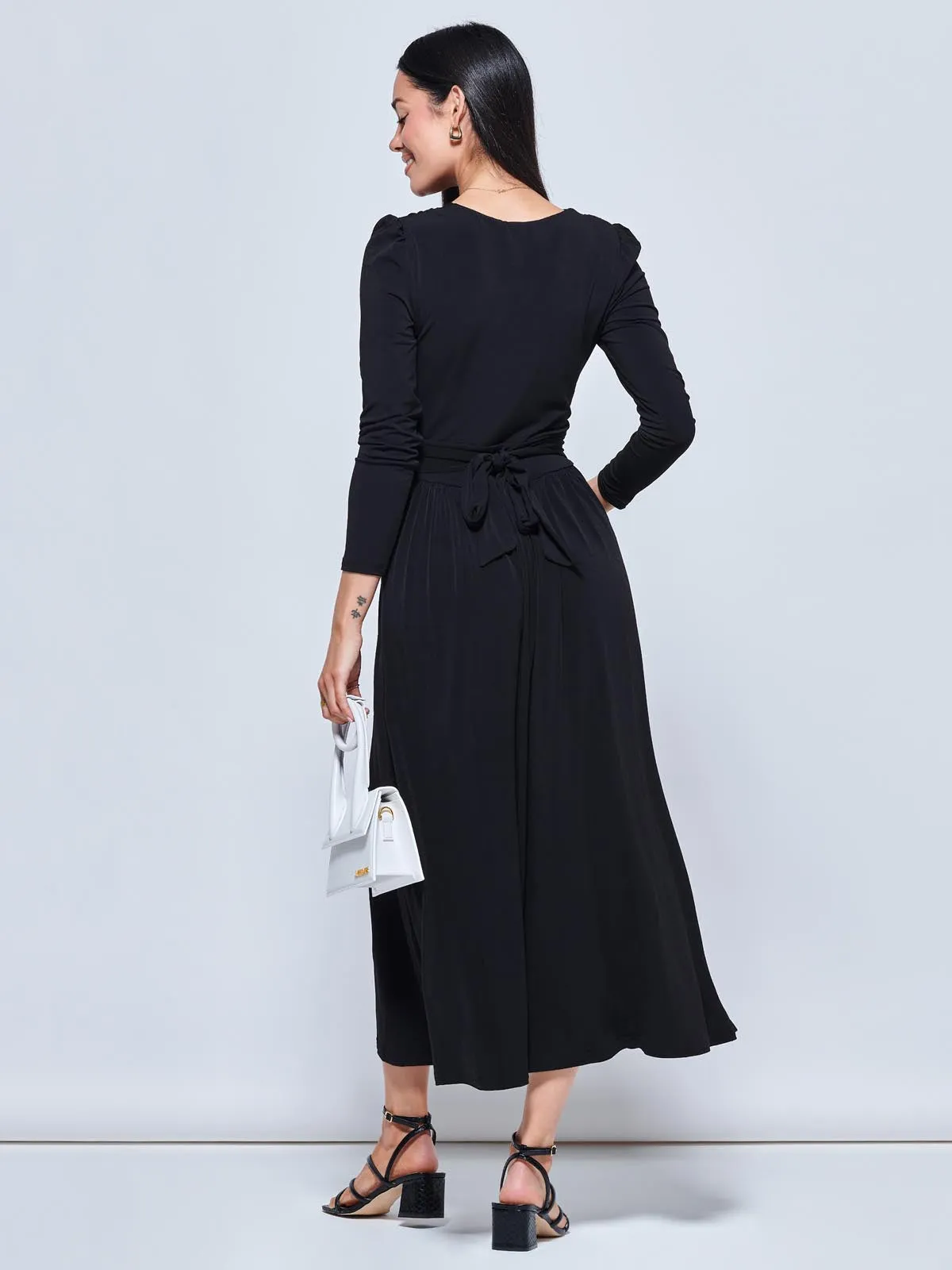 Daylin Jersey Long Sleeve Maxi Dress, Black