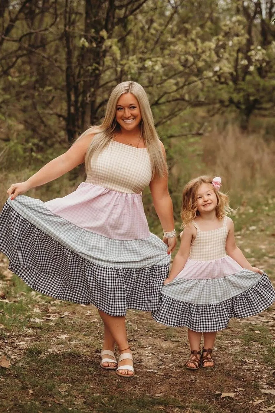 Mom & Me - Pastel Gingham Dress