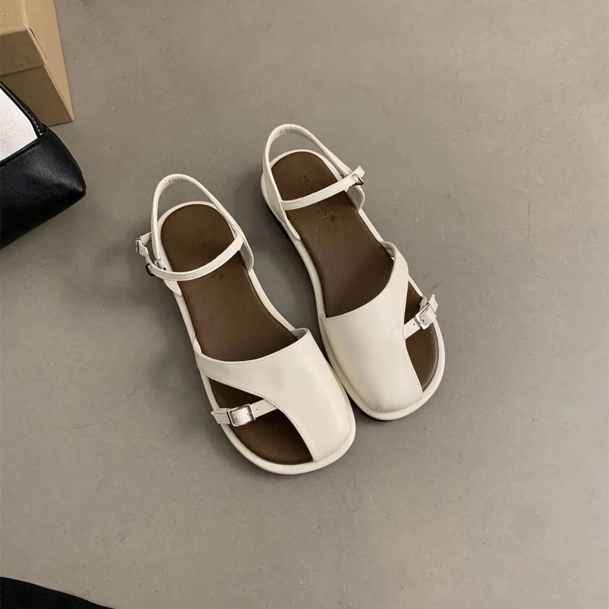 TAVIMART  -   Narrow Band Ankle Strap Sandals Brand Designer Mary Jane Summer Outside French Handmade Vacation Beach Roman Shoe Zapatos Mujer